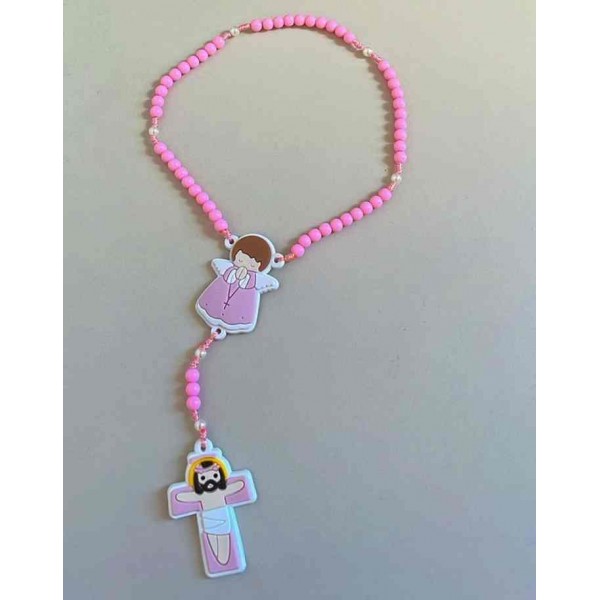 Terço Infantil Personalizado Rosa